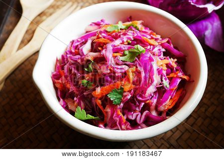 easy red cabbage salad ,red cabbage-carrot-onion good for health