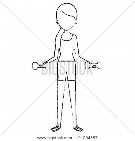 woman weight lifting with sport wear vector illustration design