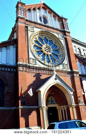 St. Joseph Church. Typical Urban Landscape In The Center Of Bucharest - Bucuresti, The Capital Of Ro