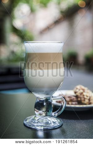 caffe latte machiato cookies, drink, coffee, cup