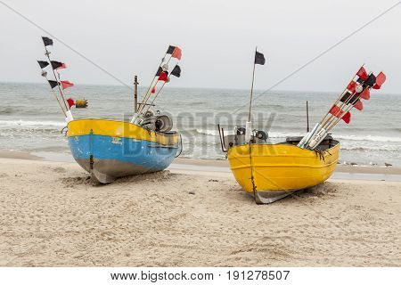 Sandy Baltic coast in winter - Rewal Poland.