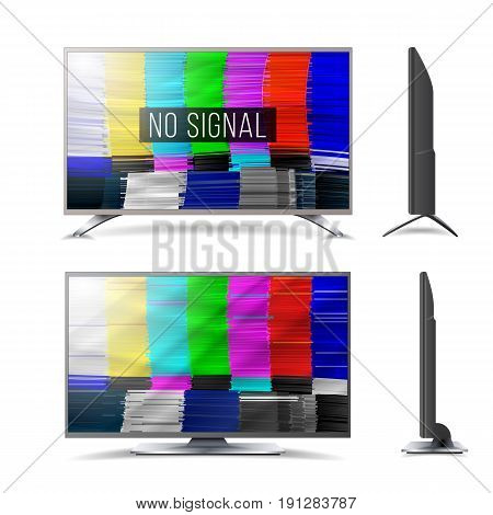 Distorted Glitch TV. Digilal No signal. Glitch Art Show Static Error. Vector Abstract Background. Introduction And The End Of The TV Programming