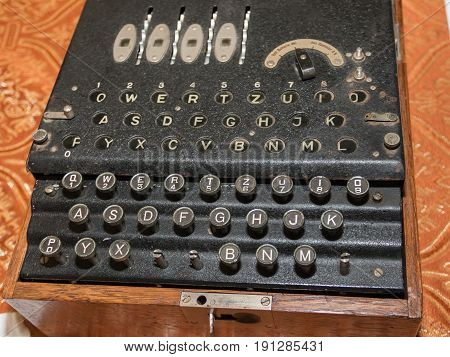 The Enigma Cipher Coding Machine from World War II