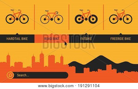Site Header Different Bicycle Bikes Search Orange Yellow Black Color