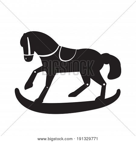 Isolated silhouette of a wooden horse toy, Vector illustration