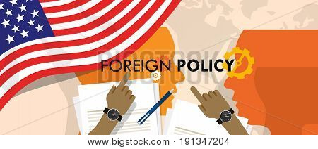 America US foreign policy diplomacy international relations between country in the world concept vector