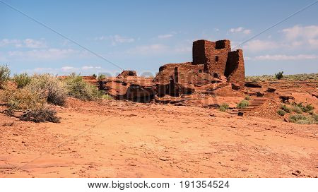 Wukoki Pueblo Ruins one of the largest structures within Wupatki National Monument that were inhabited by The Sinaqua Indians from about 1100AD to 1250AD. The main building looks like a castle and can be seen from many miles away.