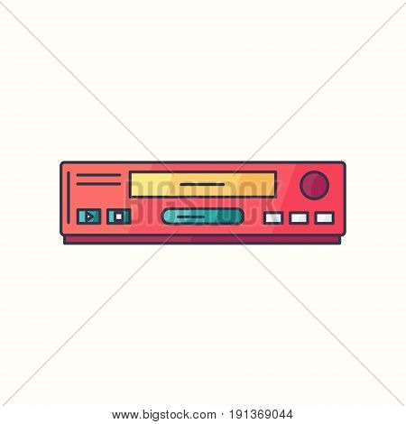 Vhs Vector Flat Linear Icon. Vcr Hipster Device Symbol In Bright Trendy Colors. Old Electronic Gadge