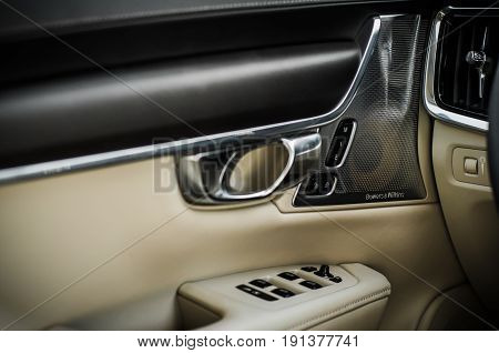 Moscow, Russia - May 3, 2017 Volvo V90 Cross Country, Interior View. Test Of New Volvo V90 Cross Cou