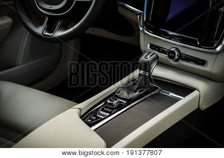 Moscow, Russia - May 3, 2017 Volvo V90 Cross Country, Interior View. Test Of New Volvo V90 Cross Cou