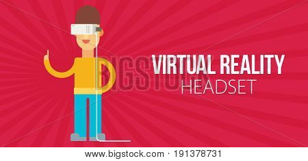 A Man With Isometric Virtual Reality Headset.