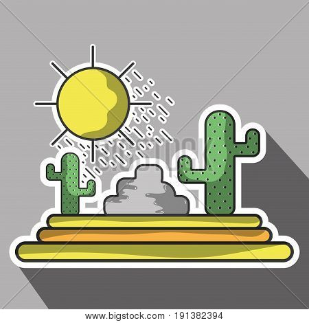 cactus with sun natural aventure vector illustration