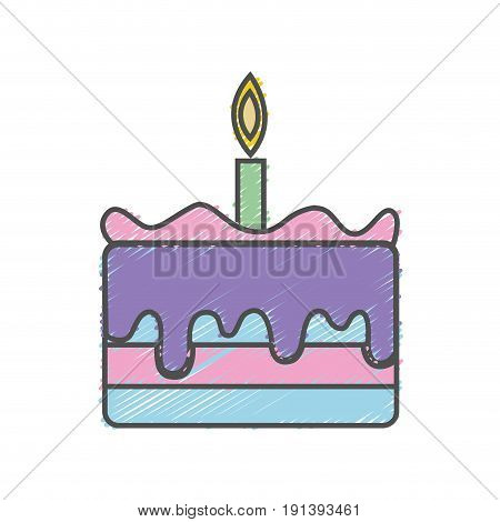 tasty cake desset with candle to eat vector illustration