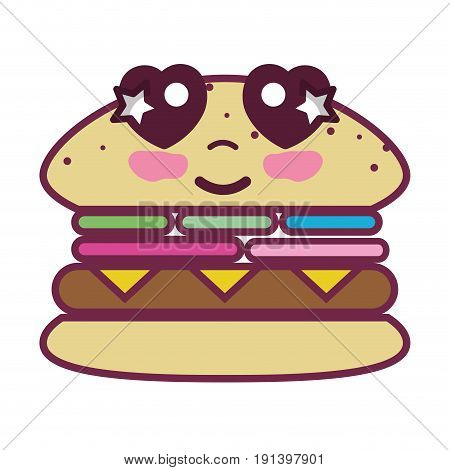 kawaii cute tender humburger food vector illustration