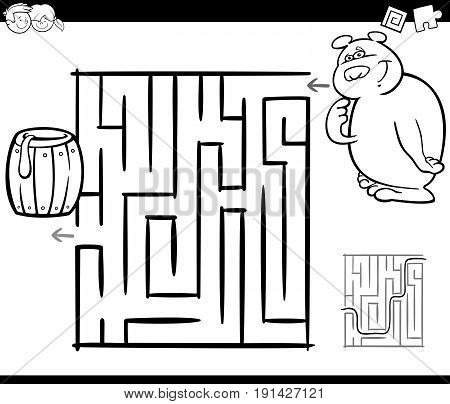 Maze With Bear Coloring Page
