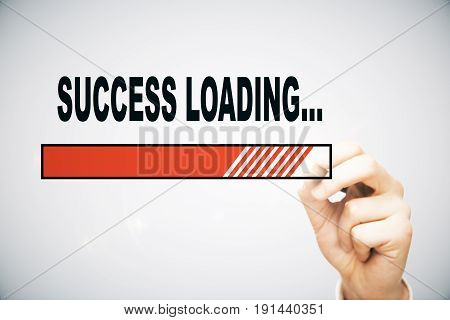 Hand drawing loading success bar on light background
