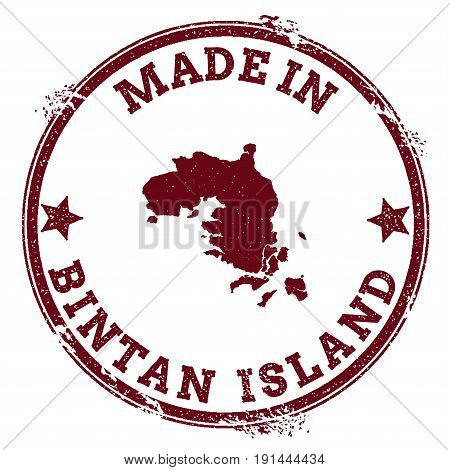 Bintan Island Seal. Vintage Island Map Sticker. Grunge Rubber Stamp With Made In Text And Map Outlin