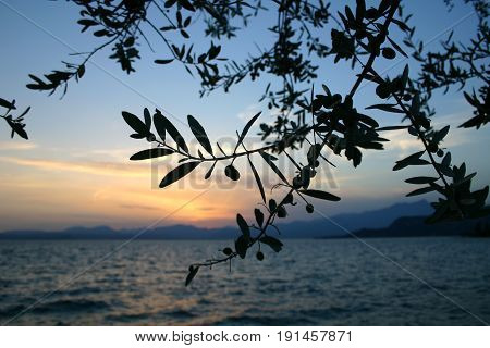 lake for sunset on beautiful sky background