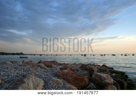 lake for sunset on beautiful sky background