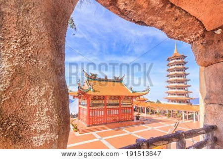 Pagoda at Chin Swee Temple Genting Highland is a famous tourist attraction near Kuala Lumpur. During this photo shoot thick fog and the temperature is too cold