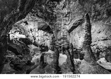 Photo of beautiful dripstone cave under Budapest