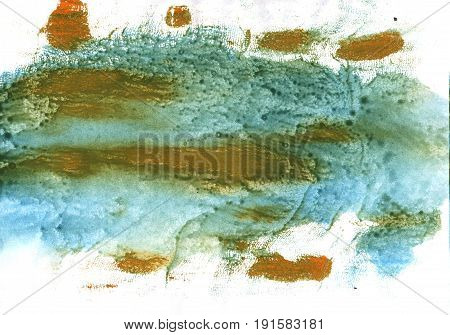 Hand-drawn abstract watercolor background. Used colors: White Oxley Antique bronze Green Sheen Russian green Dark sea green Mustard green Grizzly Moss green