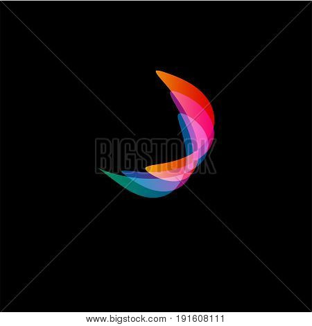 Wavy abstract vector logo. Smooth gradients and colorful cosmic and high technology oval shapes