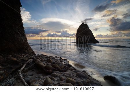 Boulders during sunset at Kuala Penyu, Borneo Sabah.