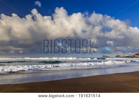 Coast Town Of Sao Rogue On The Island Of Sao Miguel