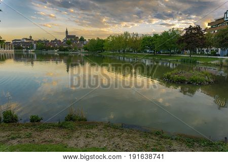 The lake of Böblingen on a cloudy morning