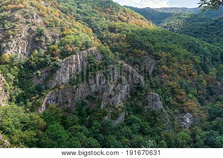 Beautiful mountain along the river Ardeche in France