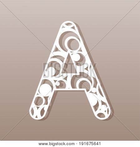 Letter A for laser cutting. English alphabet. Vector illustration.