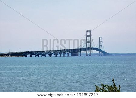 Mackinac bridge viewed from St. Ignace, Michigan