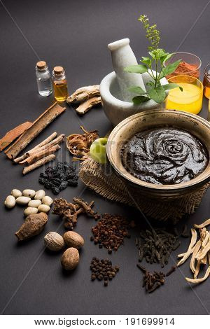 Indian Ayurvedic dietary supplement called Chyawanprash / chyavanaprasha  is a cooked mixture of sugar, honey, ghee, Indian Gooseberry (amla), jam, sesame oil, berries, herbs and various spices