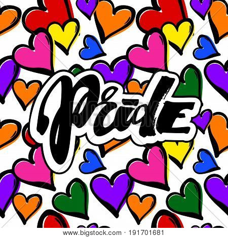 Gay Pride Rainbow Colored Hearts Seamless Pattern.