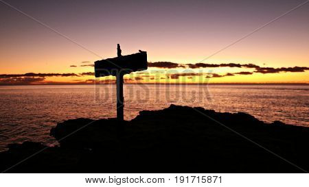 Pacific Sunset with Cross Silhouette in Oahu Hawaii