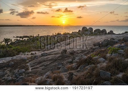 Sunset at East Woody island the famous beach of Nhulunbuy town in Arnhem land, Northern Territory, Australia.