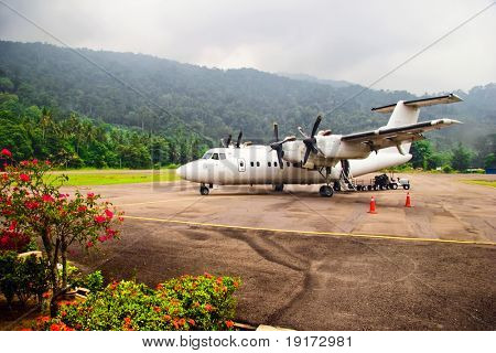 	 Plane at the airport on the island of Tioman. Malaysia