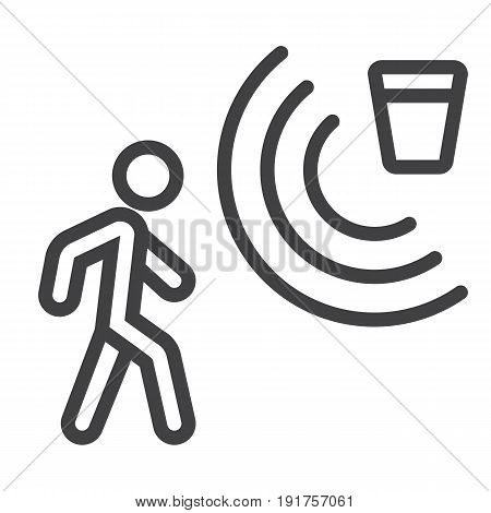 Motion detector line icon, security and guard, vector graphics, a linear pattern on a white background, eps 10.