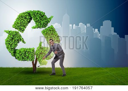 Businessman in recyling sustainable business concept