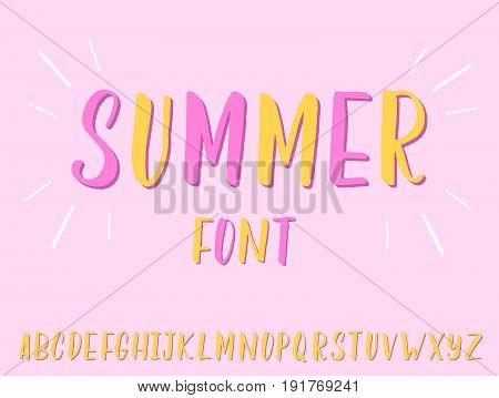 Handwritten lettering Summer font. Summer typeface of bold brush letters