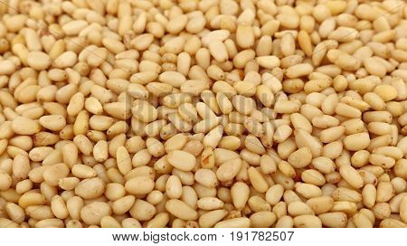 Peeled Pine Nuts Close Up High Angle