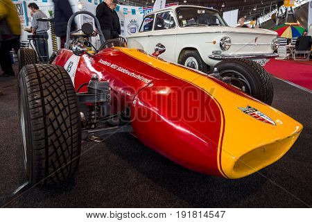 STUTTGART GERMANY - MARCH 03 2017: Race car NSU-Delfosse (NSU FT600-RS) - USA Formel IV. Europe's greatest classic car exhibition 