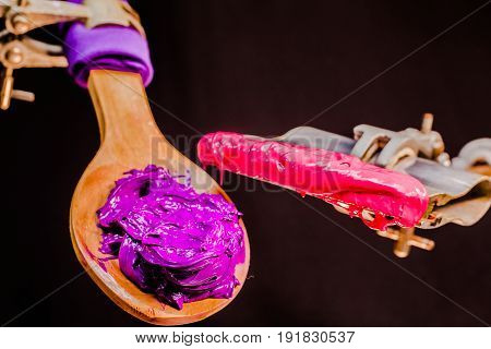ink or paint for printing on fabric there are several types. The ink used for printing on dark fabric always use plastisol ink. it useful for white fabric too