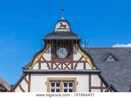 Historic house front in Traben on the Moselle.