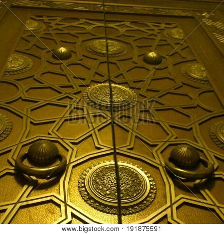 golden great gate in Holy mosque in Makka