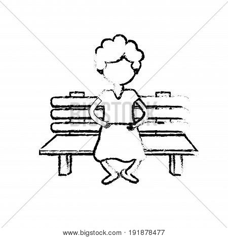 figure old woman in the chair with hairstyle vector illustration