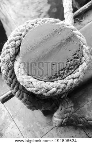 Old Rope On A Wood Pier