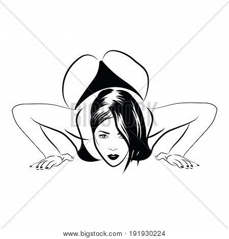 Attractive girl dancing booty dance. Vector hand drawn illustration