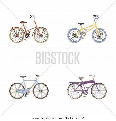 Children's bicycle and other kinds.Different bicycles set collection icons in cartoon style vector symbol stock illustration .